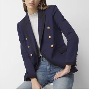 White House Black Market Navy Double-Breasted Blazer with Gold Buttons